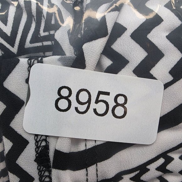 Womens Chicos Black & White Geometric Dress Cap Sleeve Polyester Blend Stretch 3 - Picture 8 of 8